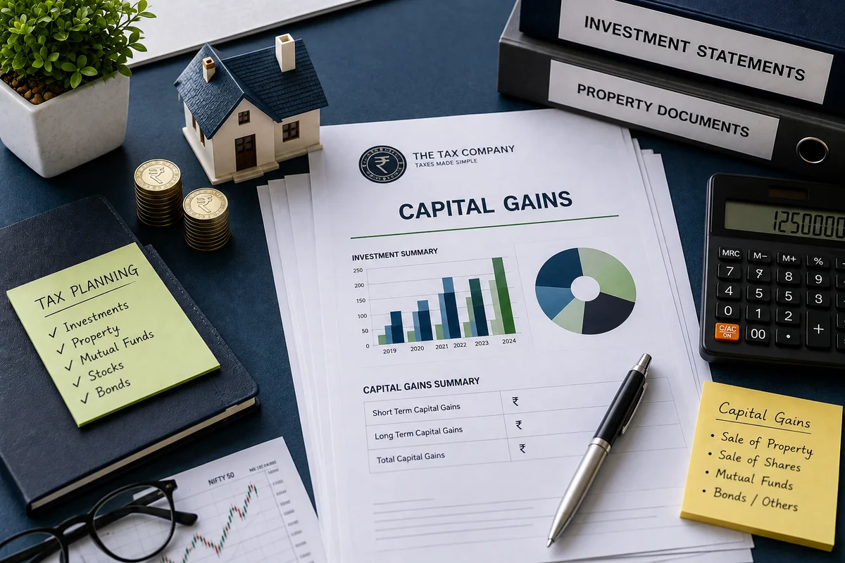 Capital Gains Tax Calculation service — calculate tax on property, shares, and other assets